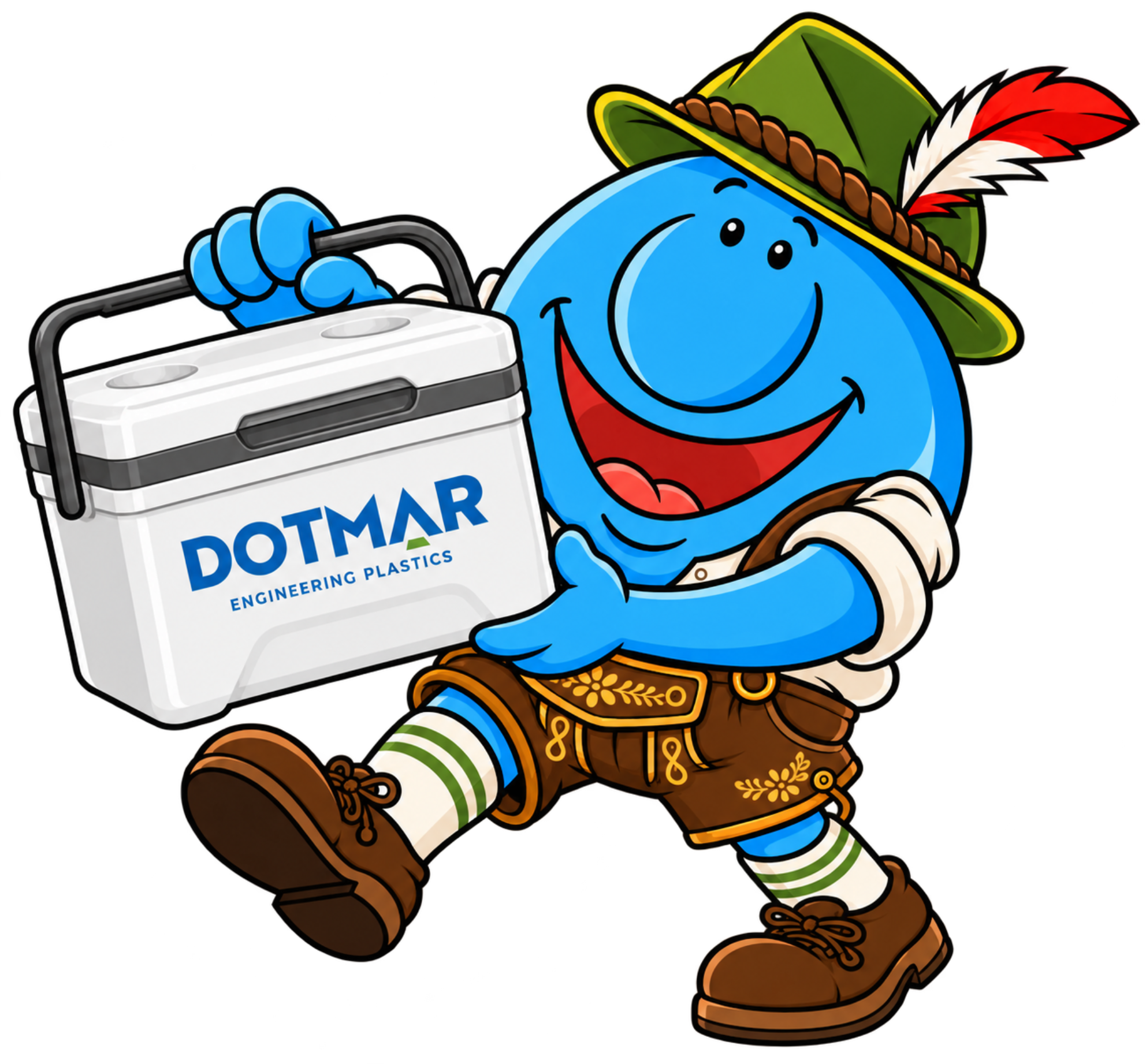 Cheerful-Bavarian-Mascot-Carrying-DOTMAR-Cooler